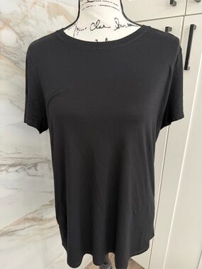 Eileen Fisher Black Short-Sleeve Stretch Knit Crew Neck Tee